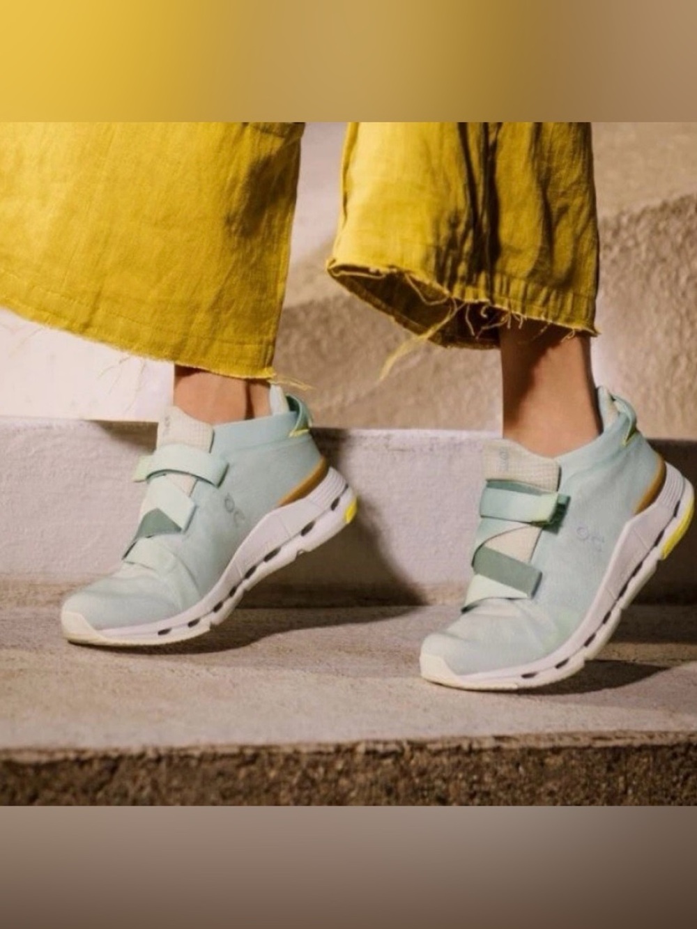On Cloudnova wrap Women’s Sneakers  in Leaf/Cumin Size 8 with Yellow Heel Accent